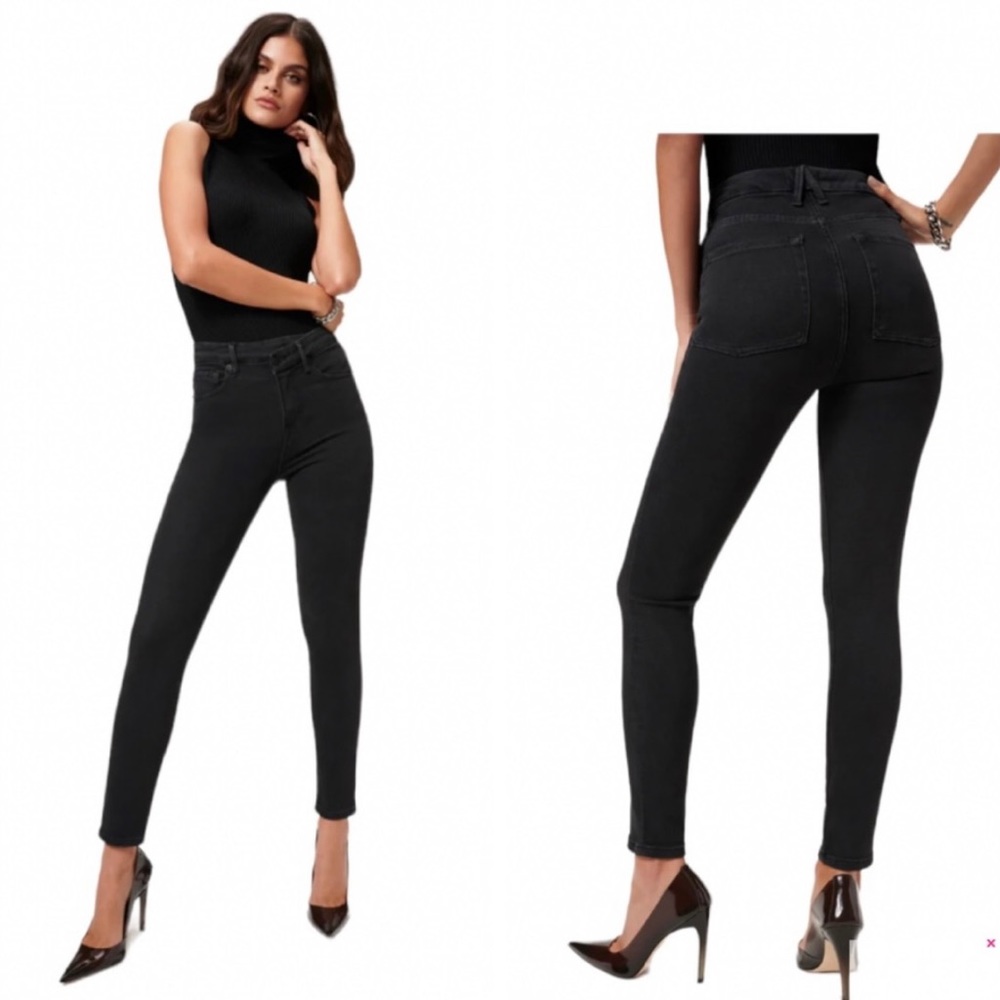 BNWT Good American Good Waist Crossover Jean in Washed Black Size 4 / 27